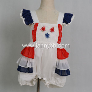 Baby Girls Embroidery July 4th Chiffon Baby Romper